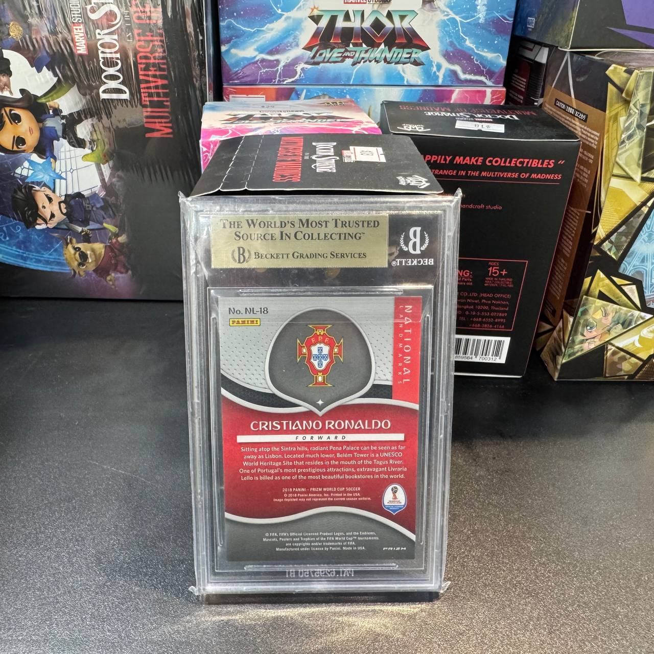 2018 Panini Prizm W/C Soccer National Landmarks Cristiano Ronaldo PSA 9.5